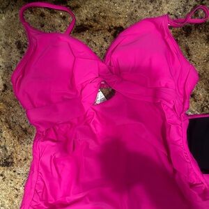 Cupshe Hot Pink Swimsuit with Cut-Out Design